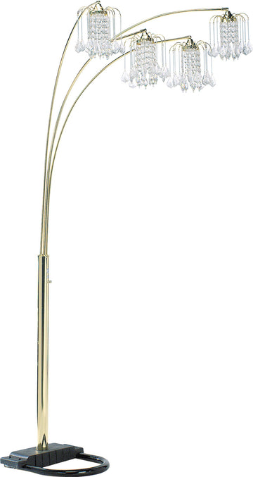 Inspired Arco Style Silvia Adjustable Arc Floor Lamp with Dimmer Switch, Polished Brass, 90"
