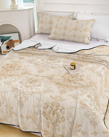 Quilt Set, Vintage Brocade Classic Floral Lightweight Bedspread Coverlet Set Soft Microfiber Summer Quilt