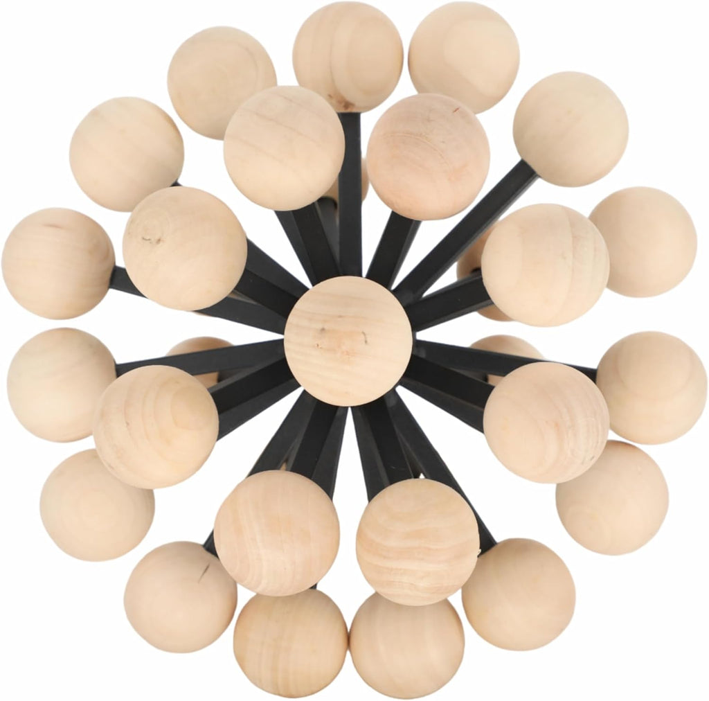 Orb Decorative Ball for Bowls with Wooden Knobs - Metal & Fir Wood, Casual Bowl Filler Decor, Centerpiece Filler