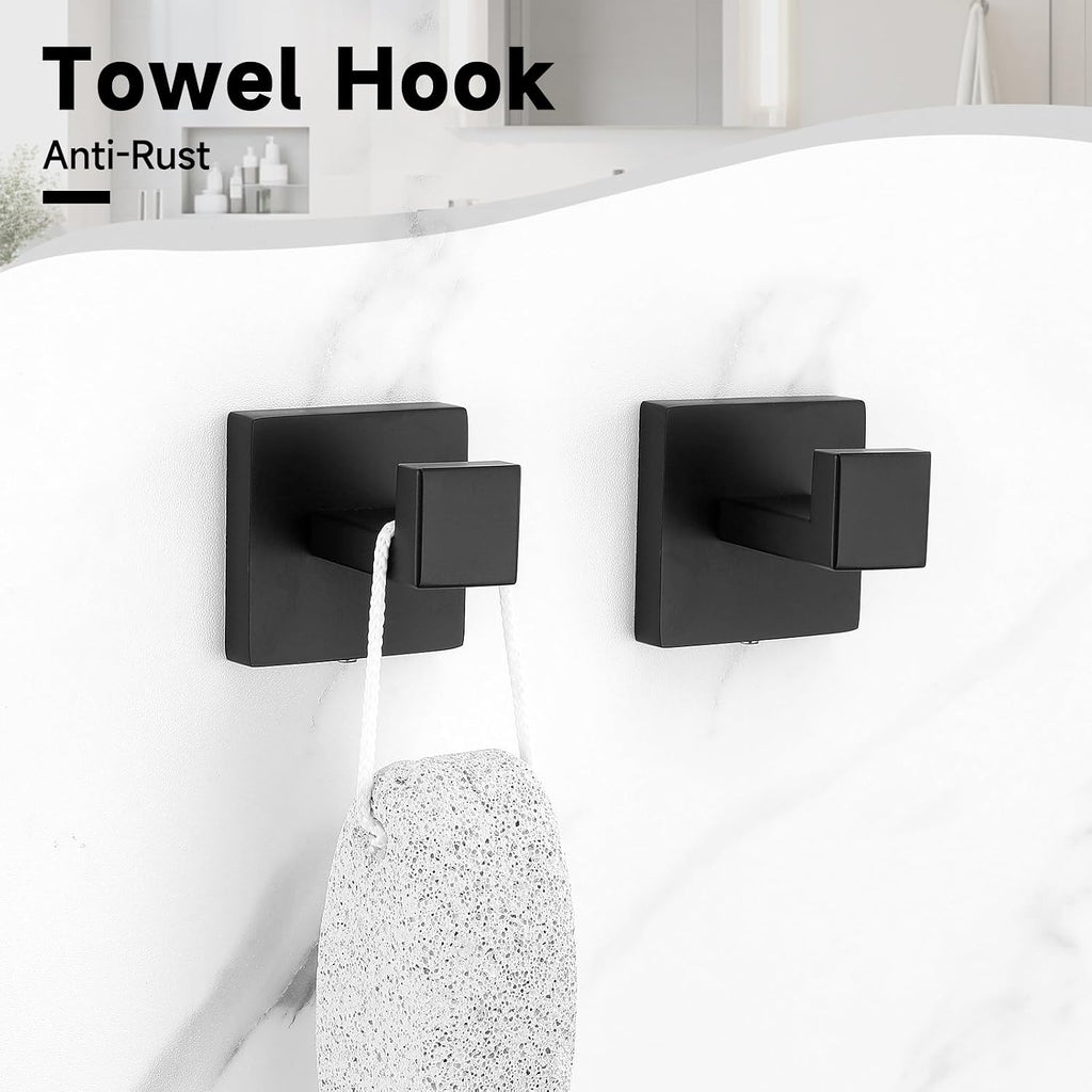 Black Towel Bar Set, 5-Pieces Bathroom Hardware Set,23.6 Inch Towel Rack Set Stainless Steel Towel Holder Set