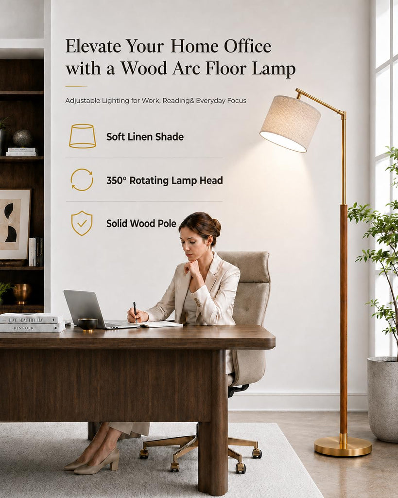 Real Wood Floor Lamps, Mid Century Modern Arc Floor Lamp