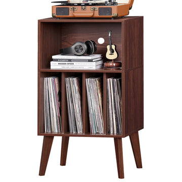 Record Player Stand, Walnut Turntable Stand Holds up to 160 Albums