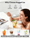 Nugget Ice Maker Countertop with Handle, Ready in 6 Mins, 35lbs Per Day, Removable Top Cover, Auto-Cleaning, Portable