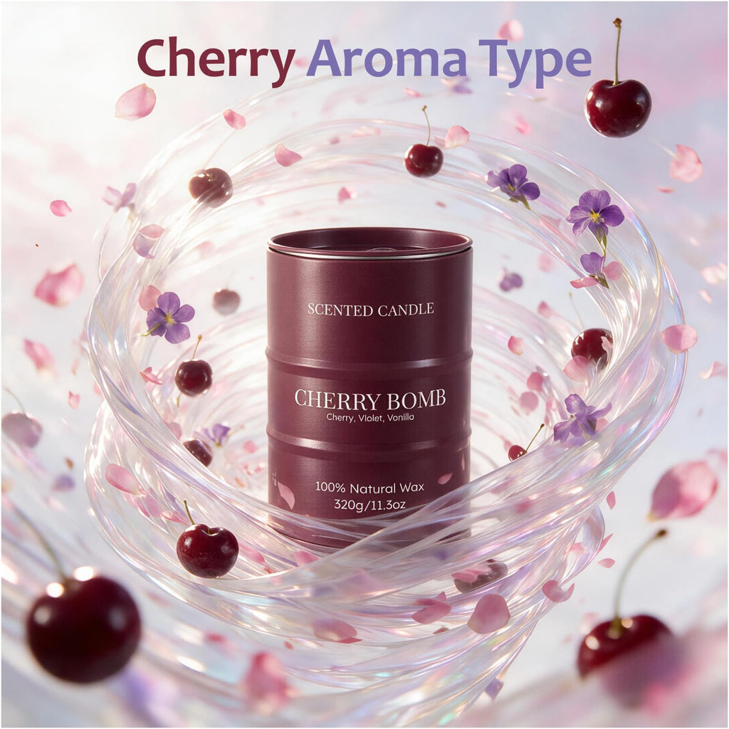 Cherry Soy Candle, 70‐Hour Long‐Lasting Highly Scented, 11.3oz Natural Soy Wax, SPA & Club