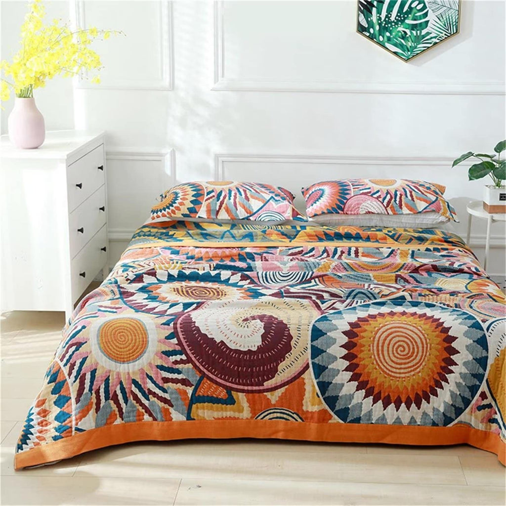 Boho Throw Blanket 90"x98" Fall Cotton Decorative Blanket for Couch