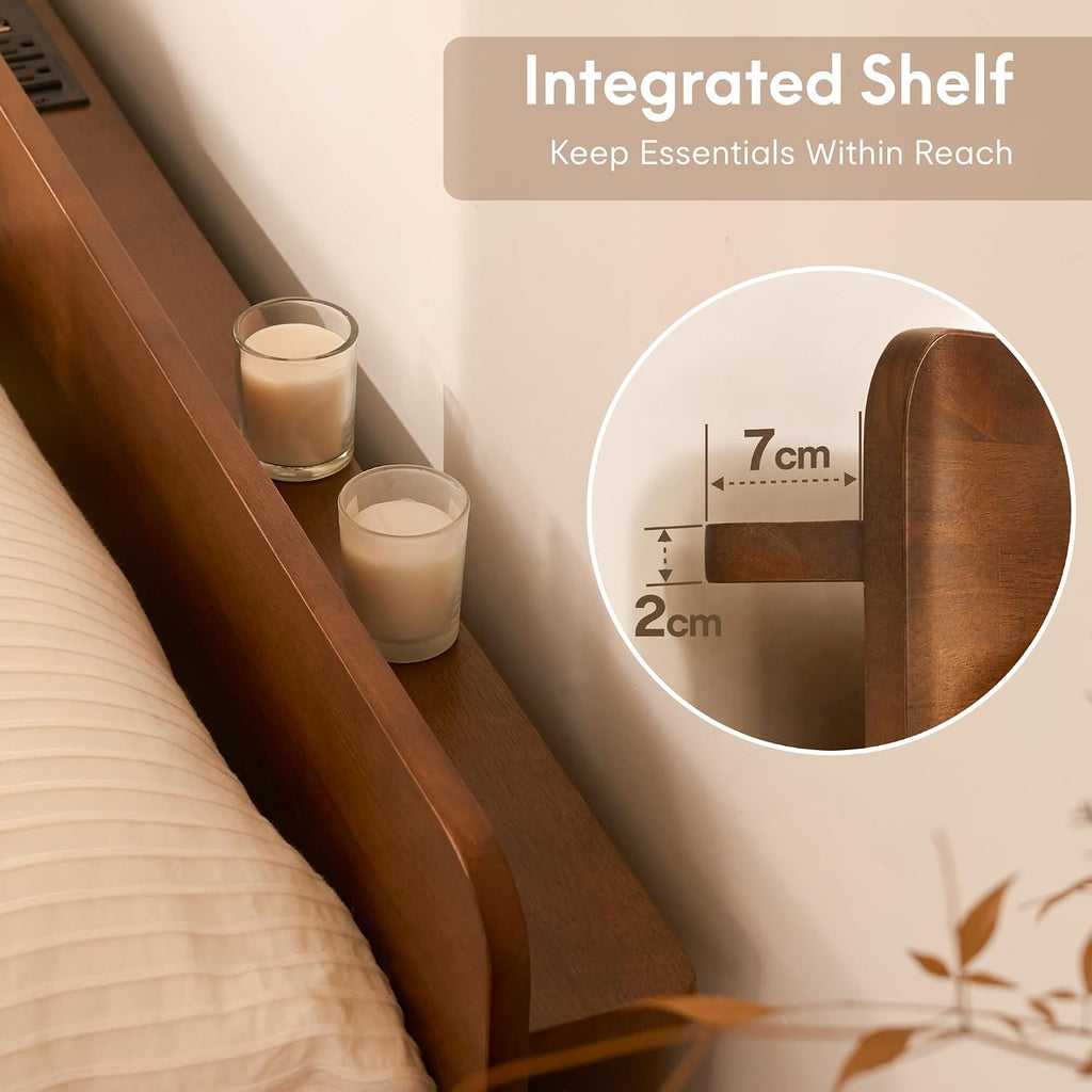 Hako G1 King Solid Wood Platform Bed with Tool-Free Assembly