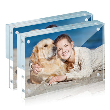 4x6 Acrylic Frame 2 Pack, 20MM Thicker Frameless Clear Picture Frames