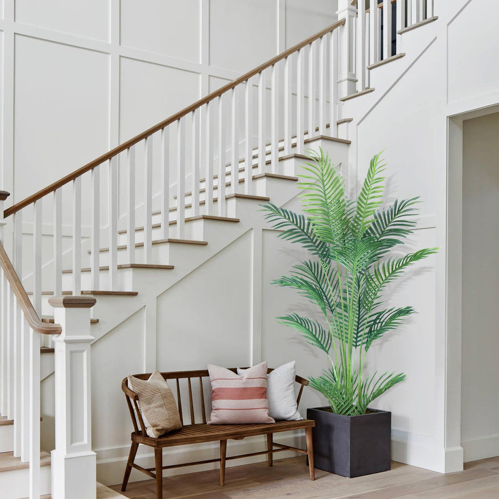 4.5FT Artificial Palm Tree, Faux Areca Palm Plant with Real Touch Leaves and Adjustable Branches, Fake Tropical Palm