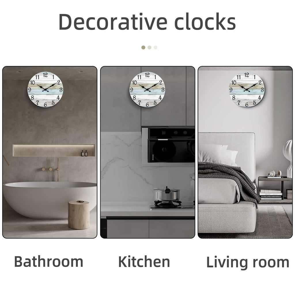 Wall Clock 14" Battery Operated Silent Non-Ticking Coastal Beach