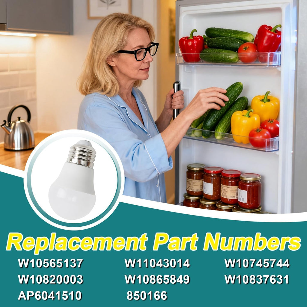 2PCS E26 5W Freezer Refrigerator LED Light Bulbs Compatible with Whirlpool Frigidaire Maytag Jenn-Air Amana Replace#
