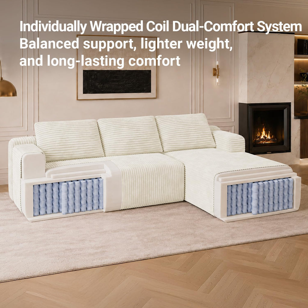 Modular Sectional Sofa, Boneless Couches with Individually Wrapped Coil Support, No Assembly Required, Corduroy