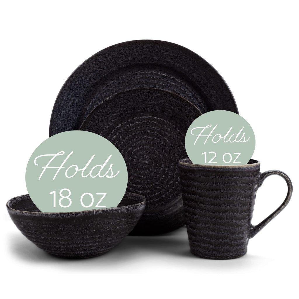 Charming Chic Ribbed Modern Thrown Pottery Look Ceramic Stoneware Plate Platter Mug & Bowl Kitchen Dish Dinnerware 16