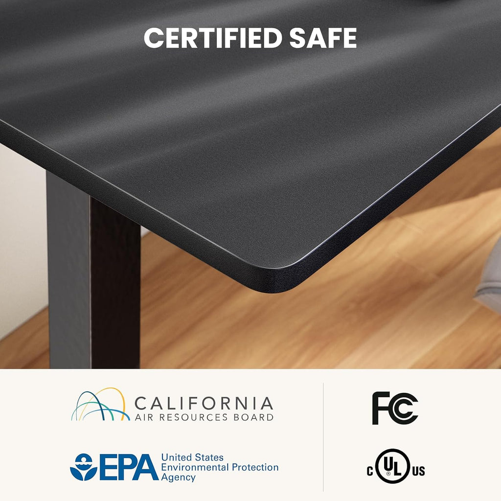 63′′ L Shaped Standing Desk Electric Adjustable Height, Black | Left & Right Interchangeable Installation, 4 Memory