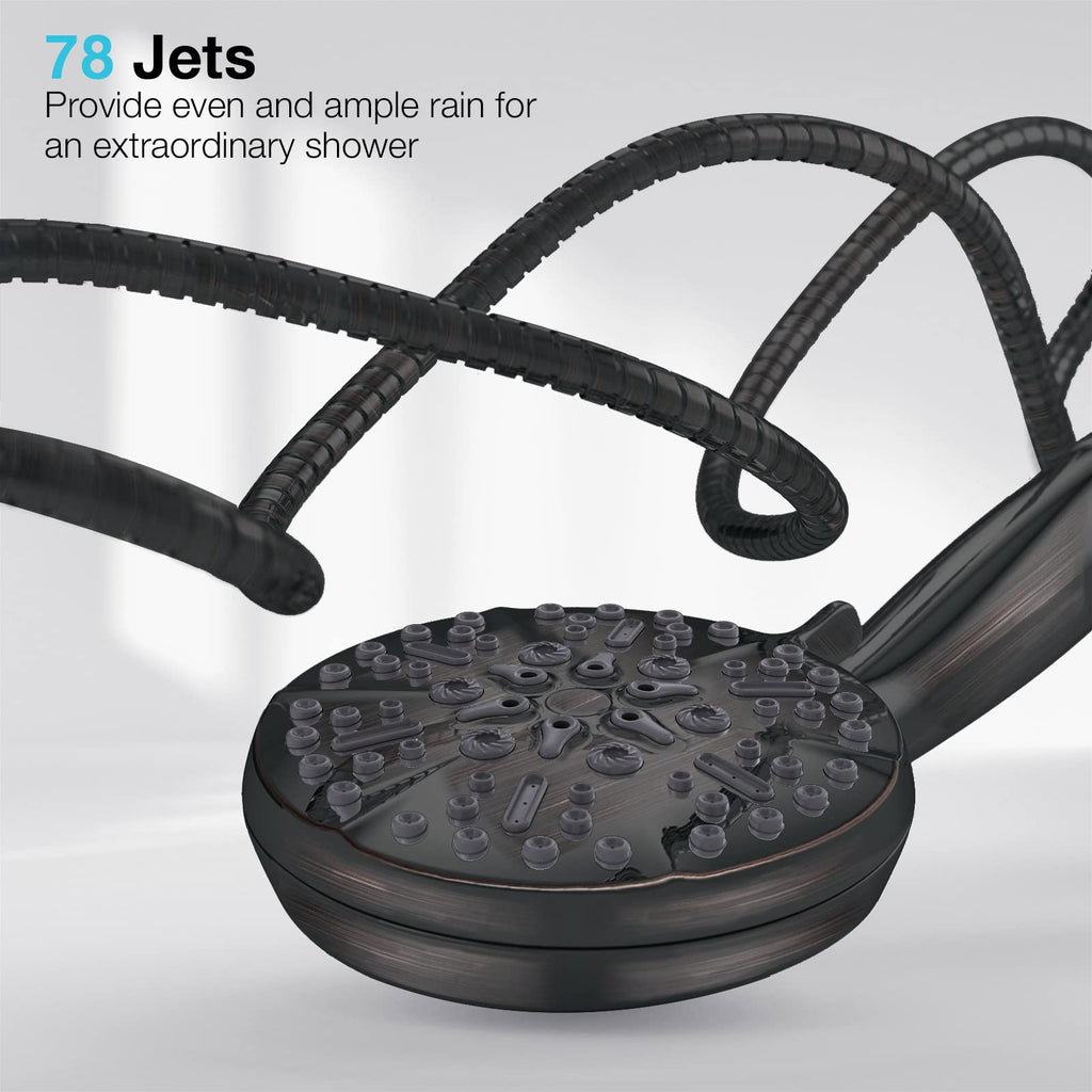 ORB High Pressure Shower Head with Handheld - Multifunctional High Flow Rain Showerhead with Extra 60" Long Hose and