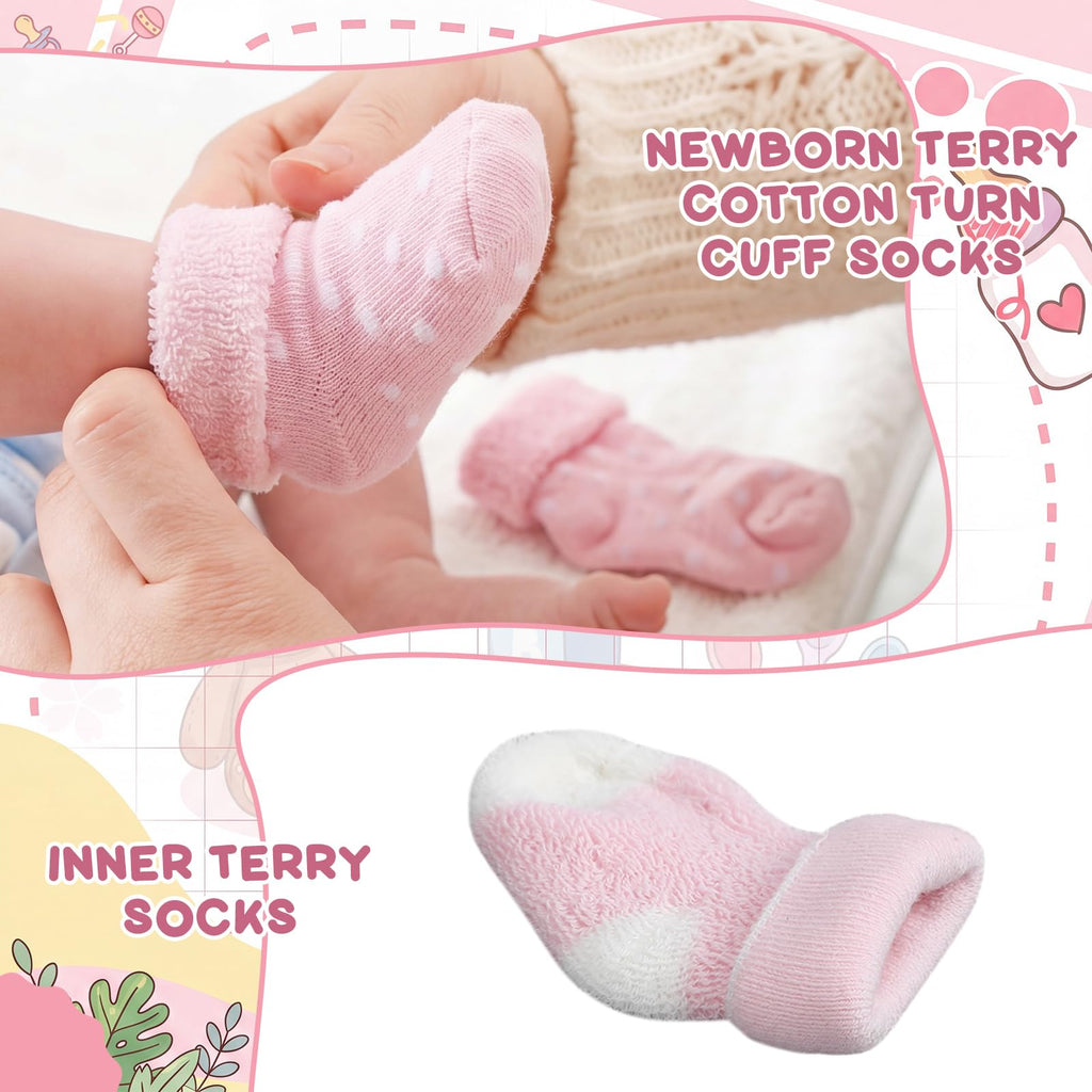 10 Pairs Preemie Cotton Turn Cuff Socks Cute