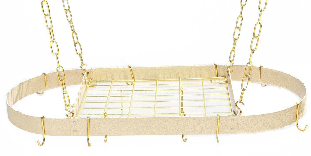 Desert Stone Oval Pot Rack with Brass Accessories 34-in.