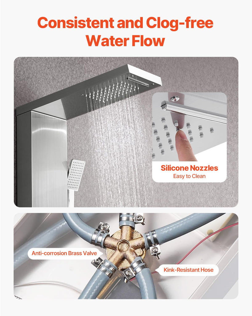 Shower Panel Tower System with Rainfall Waterfall, Replacement Use