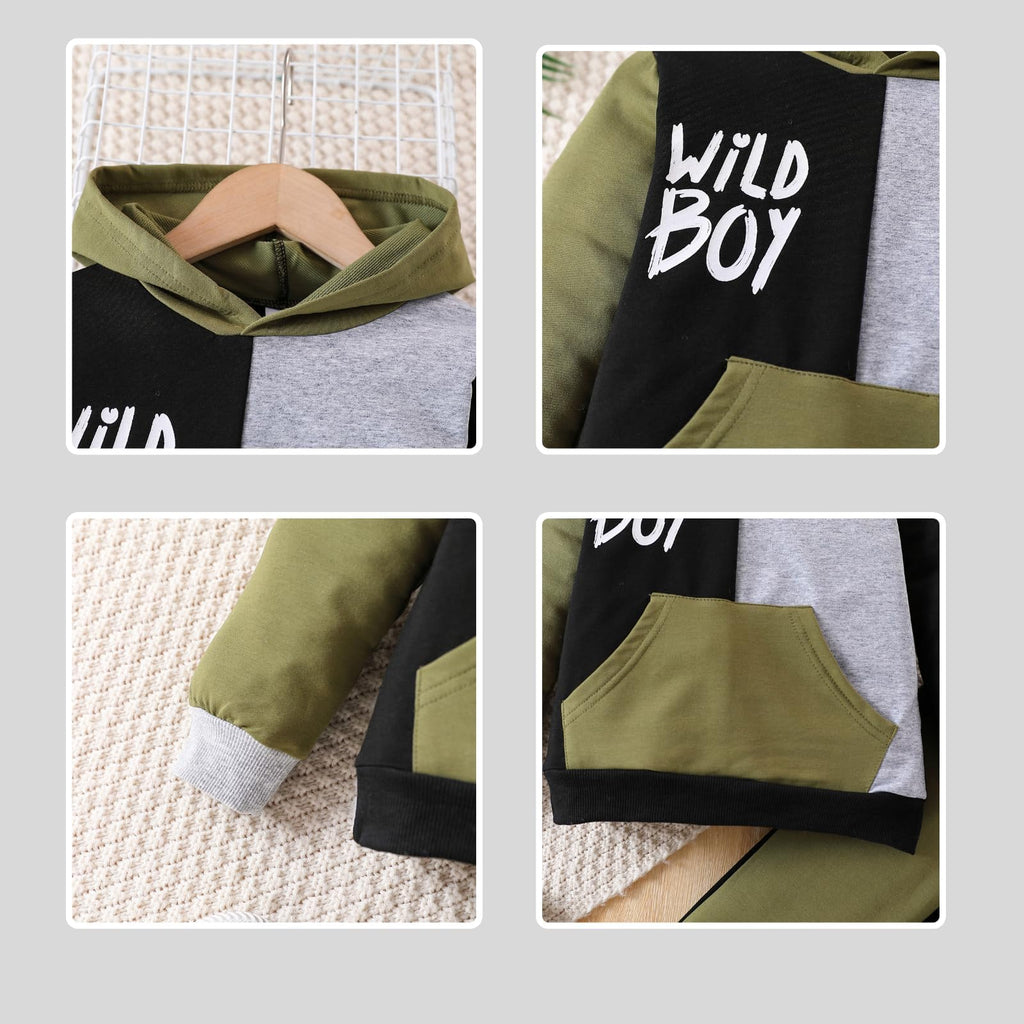 Toddler Baby Boy Clothes Fall Hoodies Color Block Sweatshirt Pants 2pcs 5 T Winter Outfits Set