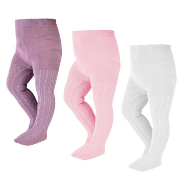 Toddler Tights Baby Girl Seamless Cable Knit Leggings Thick Solid Cotton Stockings Footed Pants Dress Tights Clothes