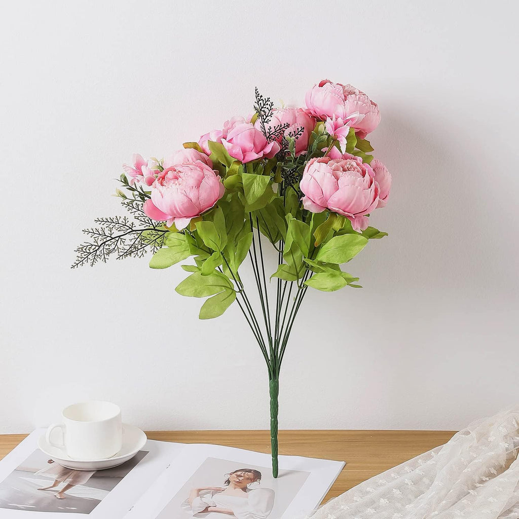 Springs Flowers Artificial Silk Peony Bouquets Wedding Home Decoration,Pack of 1 (Spring Light Pink)