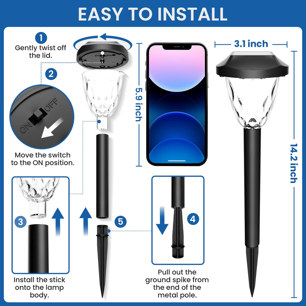 Cool Outdoor Solar Garden Path Lights, Waterproof 16PK