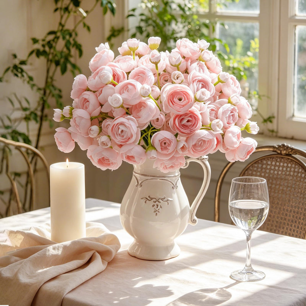 White Ranaculas Roses 32Pcs Light Pink Ranunculus Artificial Flowers | Casa Home Living