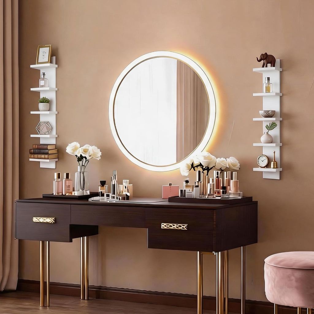 5 Tier Wall Shelf Unit, Small White Vertical Floating Shelf