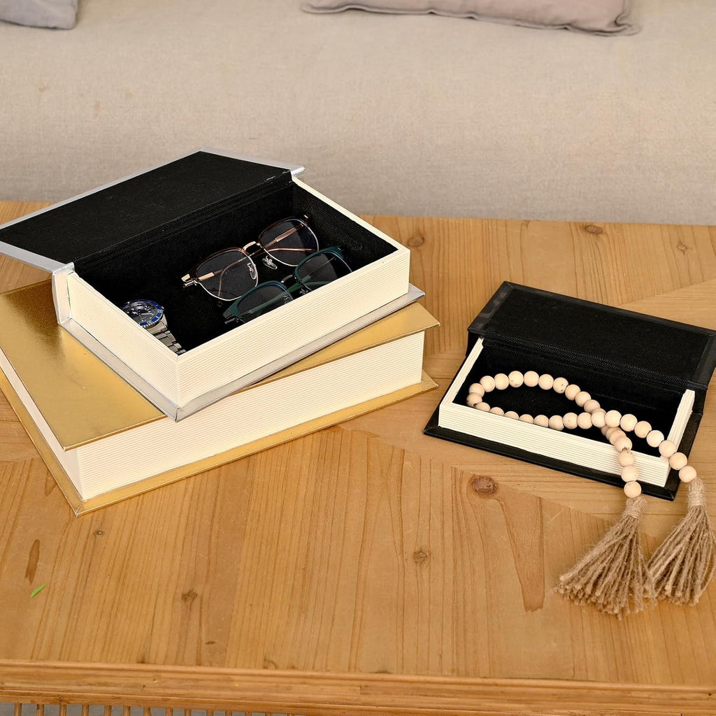 Decorative Book Storage Boxes - Hidden Compartment Faux Books - Set of 3