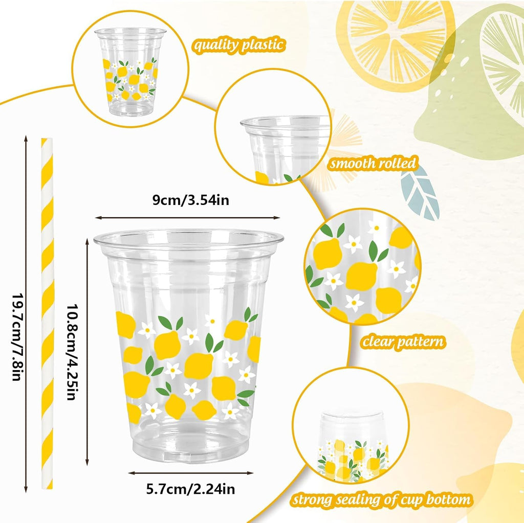 Lemonade Stand Supplies Kits 8.8L Plastic Drink Dispenser with Spigot 50 Sets 12 Oz Disposable Cups with Lids - Set of 152