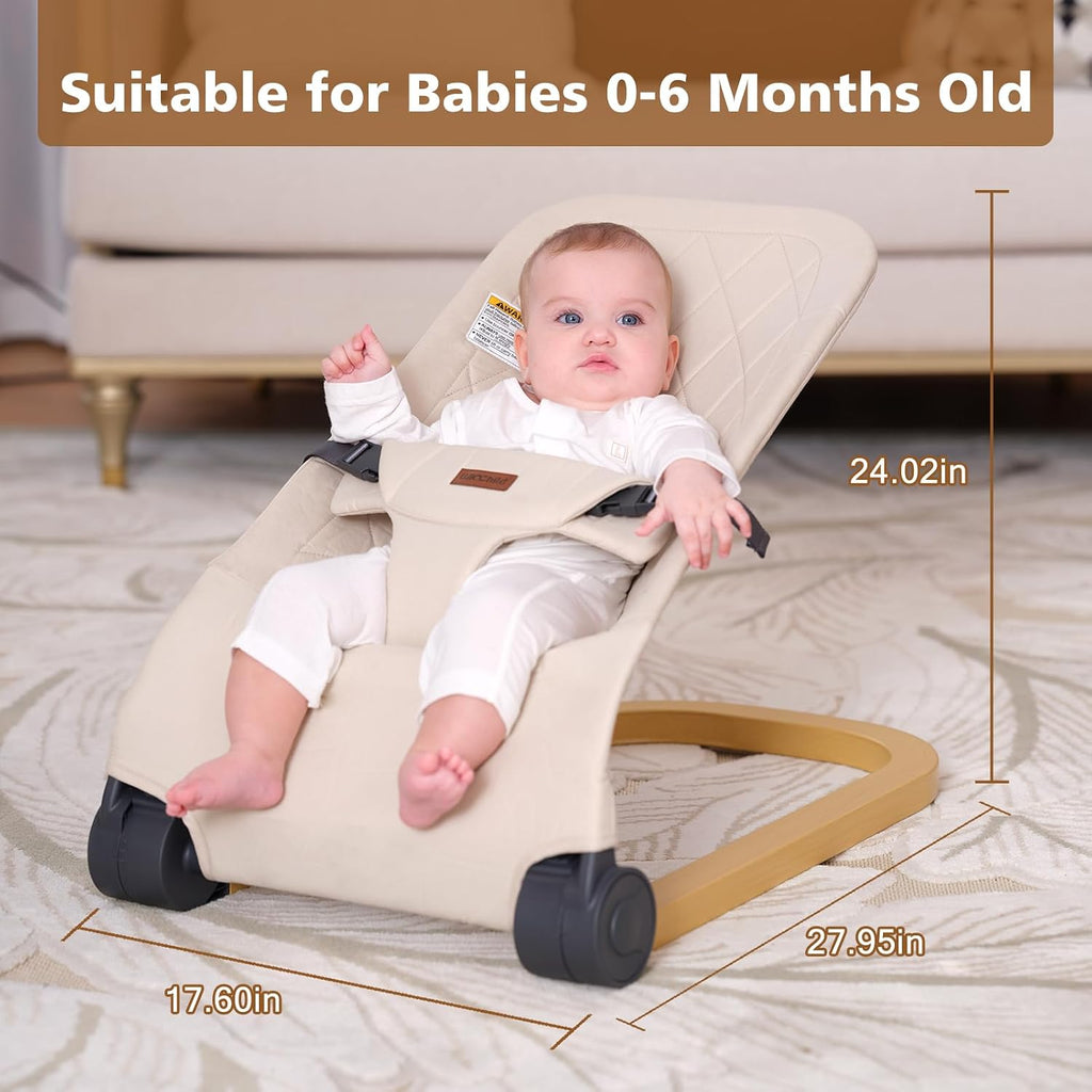 Bouncer, Portable & Foldable Baby Bouncer Seat, Beige