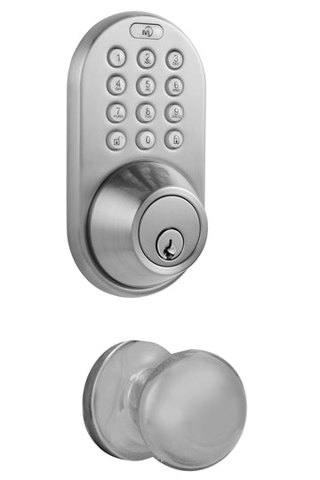 Electronic Touchpad Entry Keyless Deadbolt and Passage Knob Combo, Satin Nickel