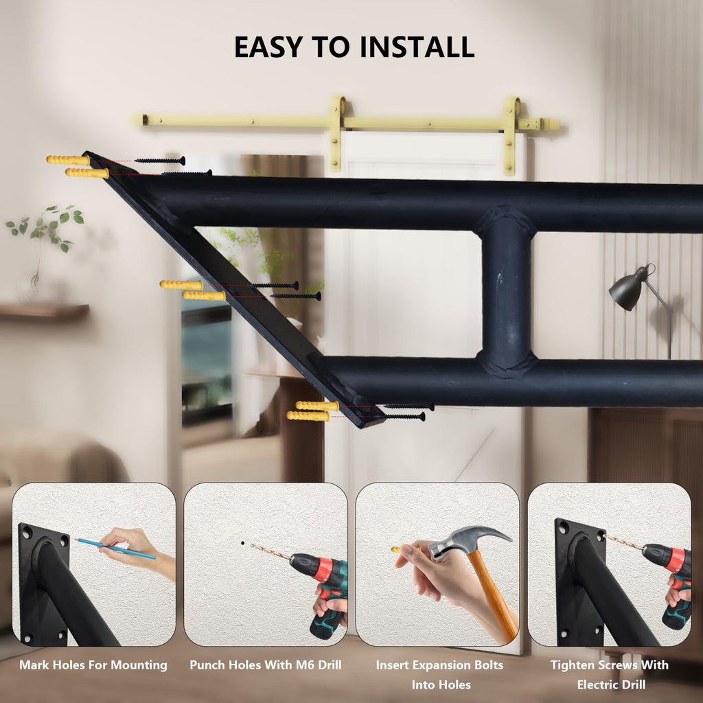 2 Pks U-Shaped Hand Railings for Steps, One Solid Piece Design, Heavy Duty Non-Slip Stair Handrails for 1-2