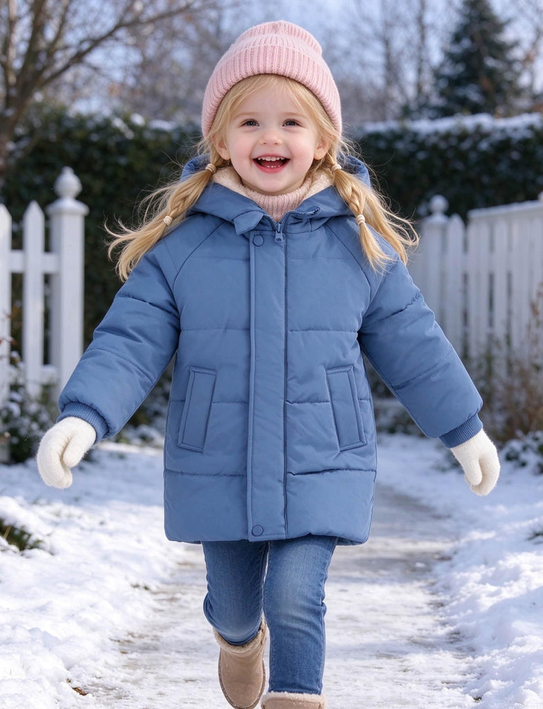 Baby Girls Winter Jackets Blue Toddler Fleece Coat for Kids
