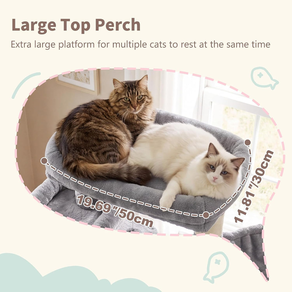 Cat Tree, 71-Inch-Tall Tower for Indoor Cats with 2 Perches