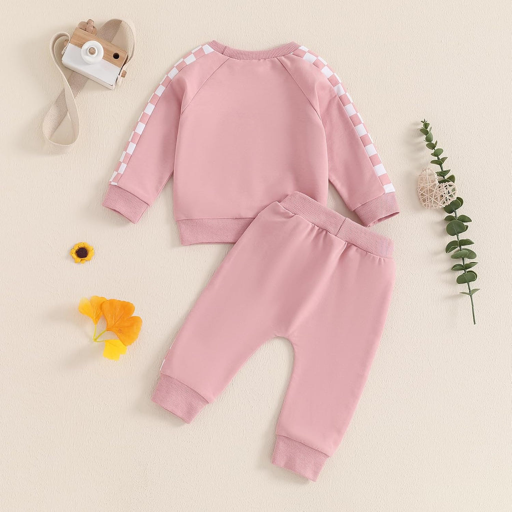Toddler Baby Girl Clothes Contrast Color Fall Winter Outfit Long Sleeve Sweatshirts and Pants Newborn Infant Set