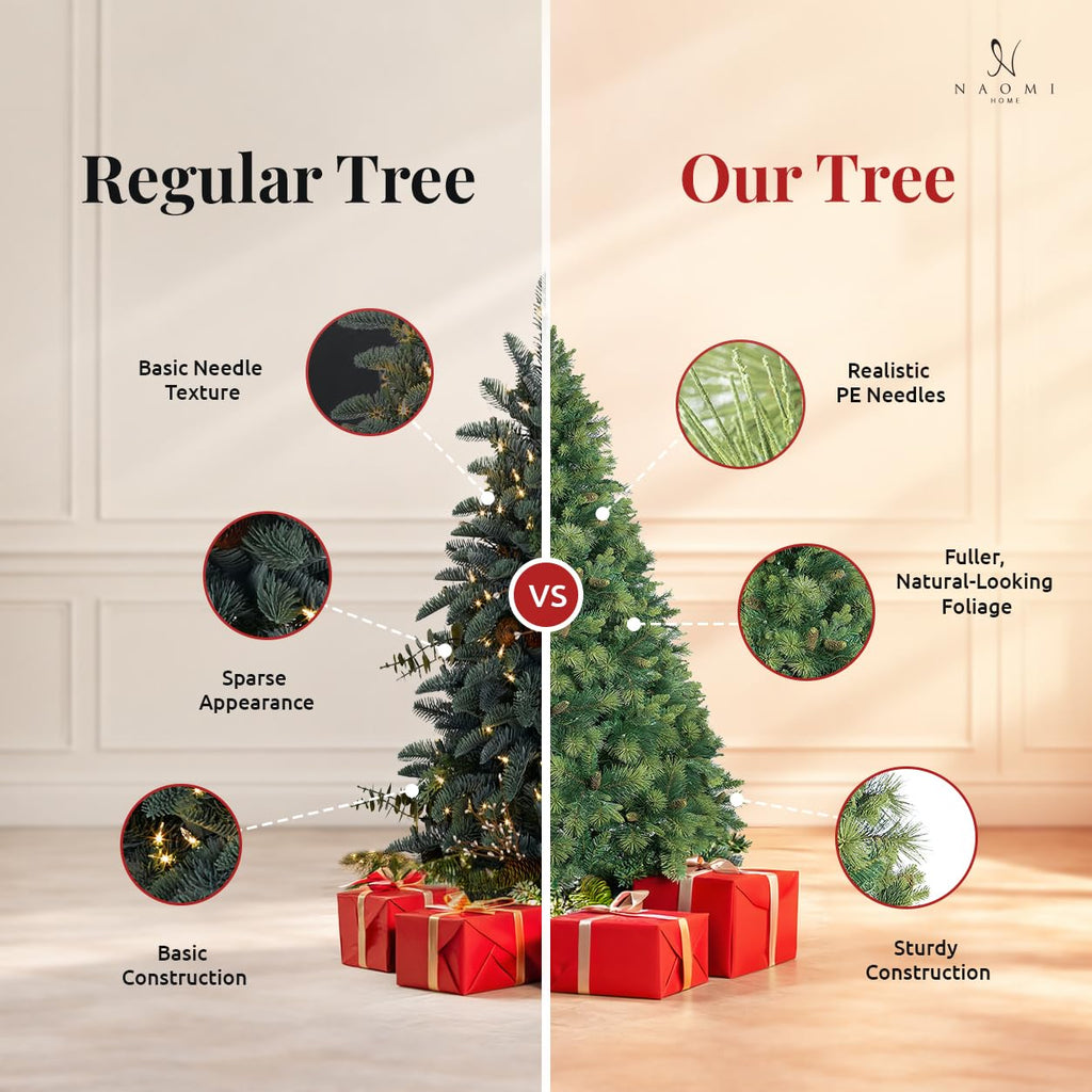 Dakota 7.5 ft Black Pre-Lit Christmas Tree, 600 Warm Lights