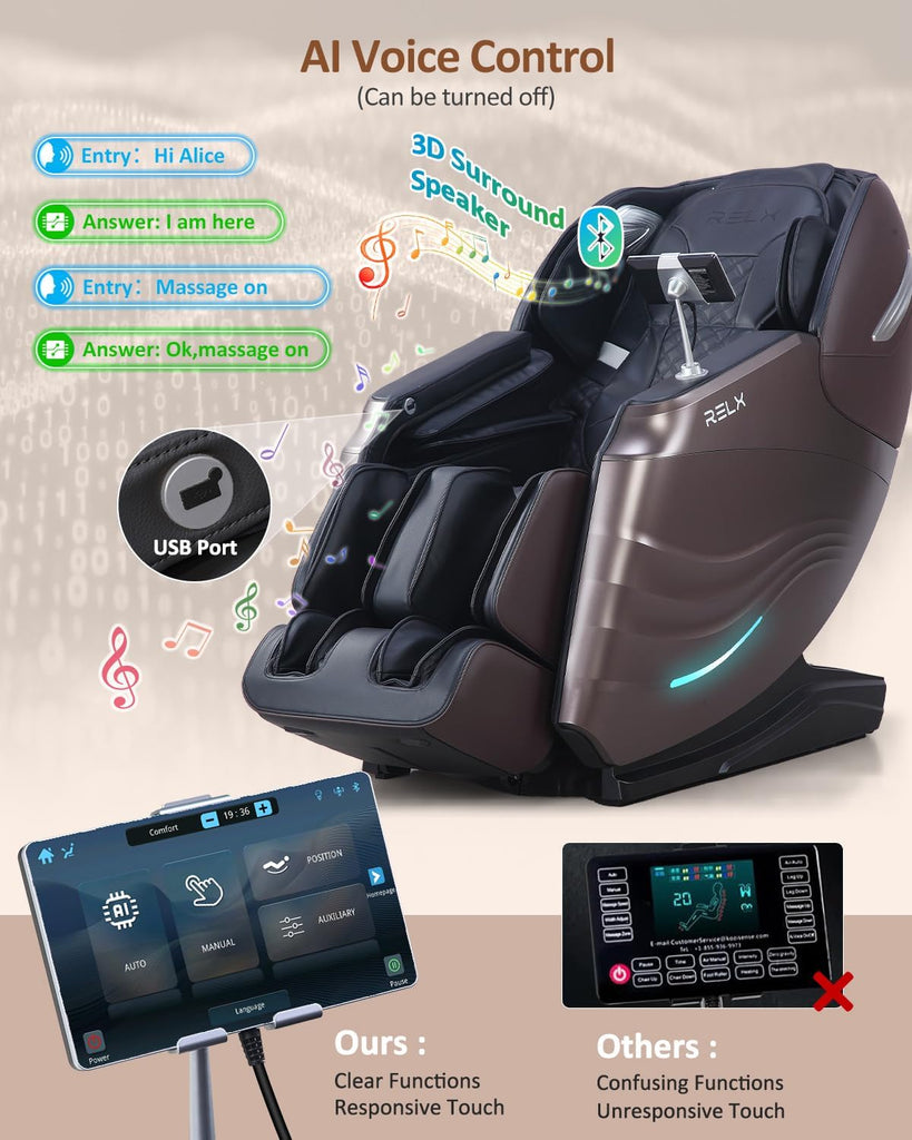 2026 Massage Chair Full Body, Body Scan, Zero Gravity Recliner, Brown | 20-Mode Shiatsu Massage Chair with SL-Track