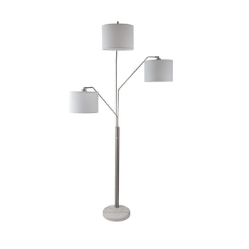 83.5" Arc Tree Floor Lamp - Featrue 3 Hanging White Drum Fabric Shade with Adjustable Swing Arm and Marable Base