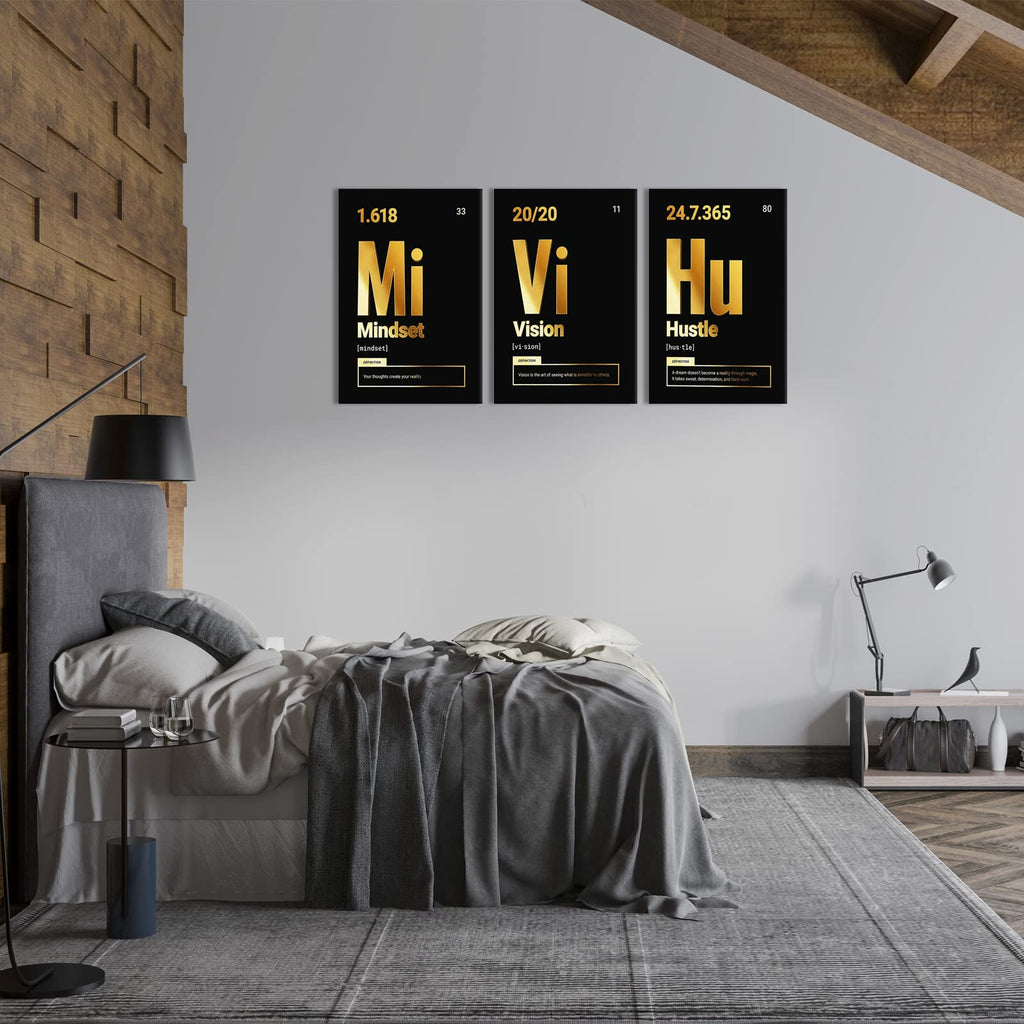 Motivational Wall Art Canvas, Inspirational Quotes Grind Hustle Canvas Painting Artwork Decor Bedroom Living Room