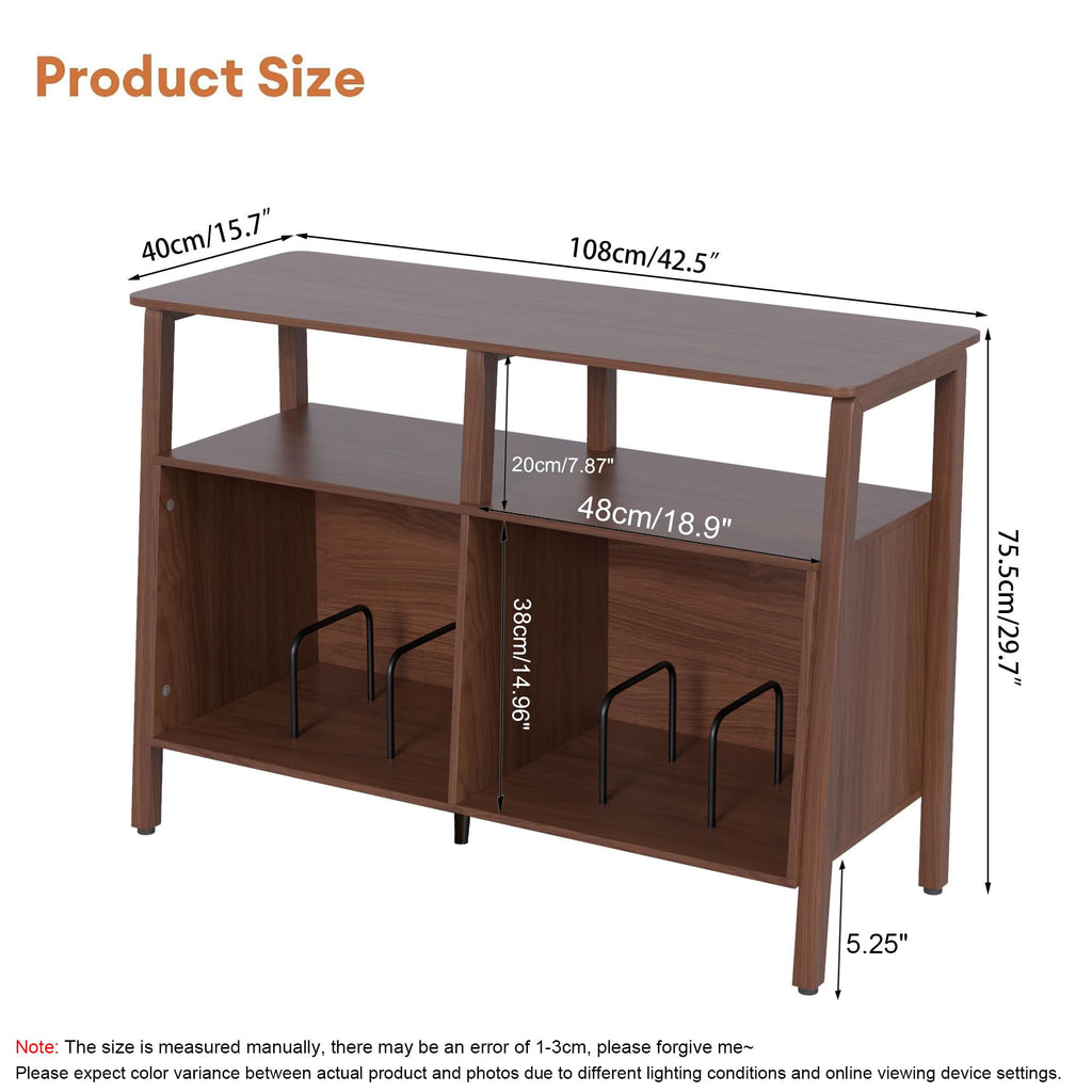 Large Record Player Stand, with Open Storage Holds up to 300 Albums