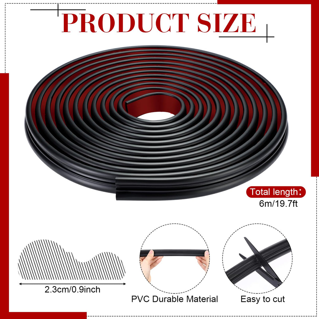19.7ft Peel and Stick Chair Rail, 0.91 Inch, Stylish, Black