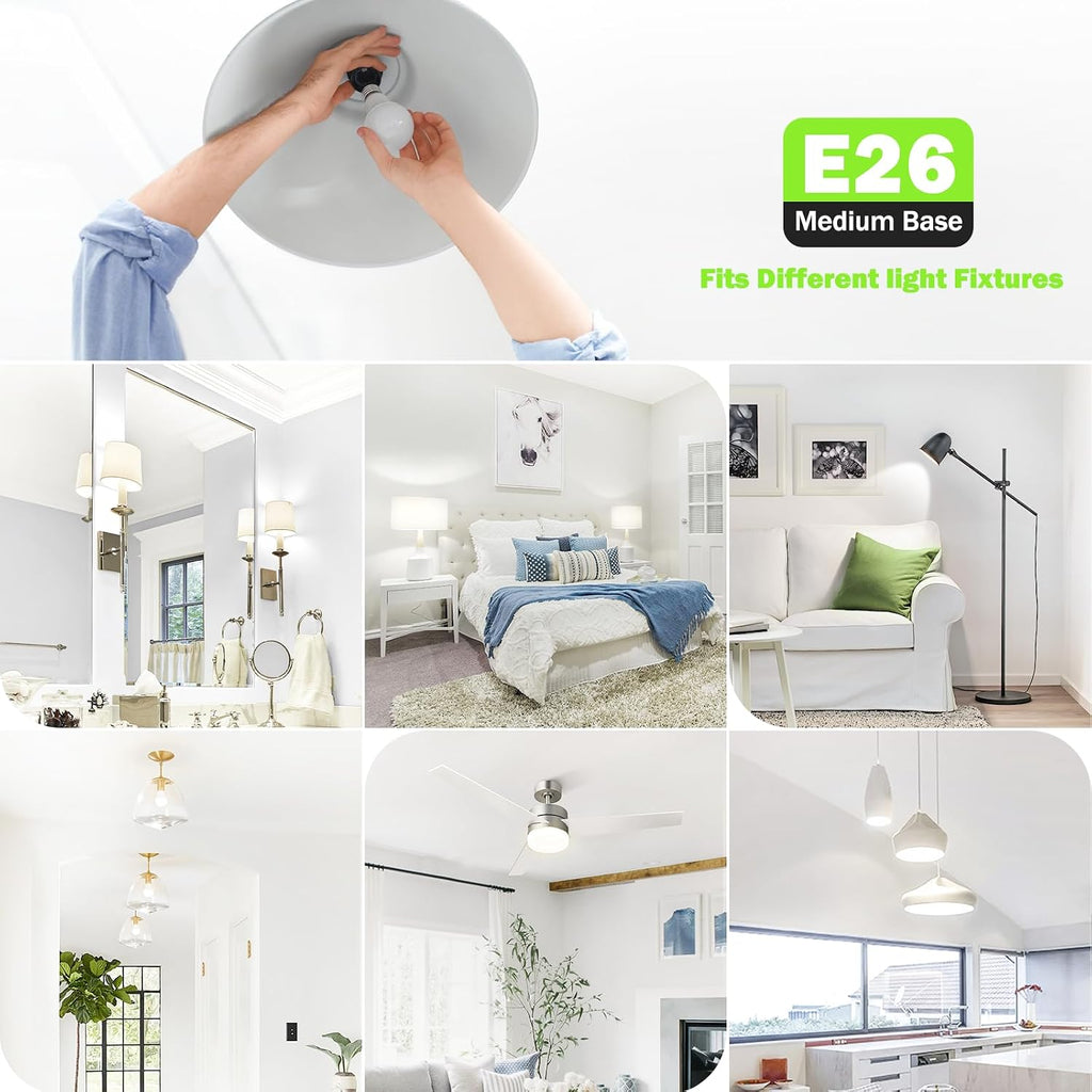 A19 LED Light Bulb, 60W Equivalent Neutral White 4000K Dimmable