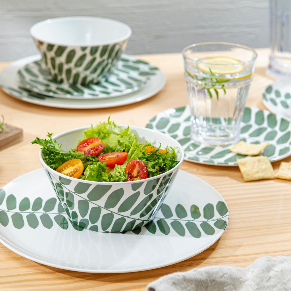 Melamine Dinnerware12 Piece Outdoor Indoor Set, Spidy Blue