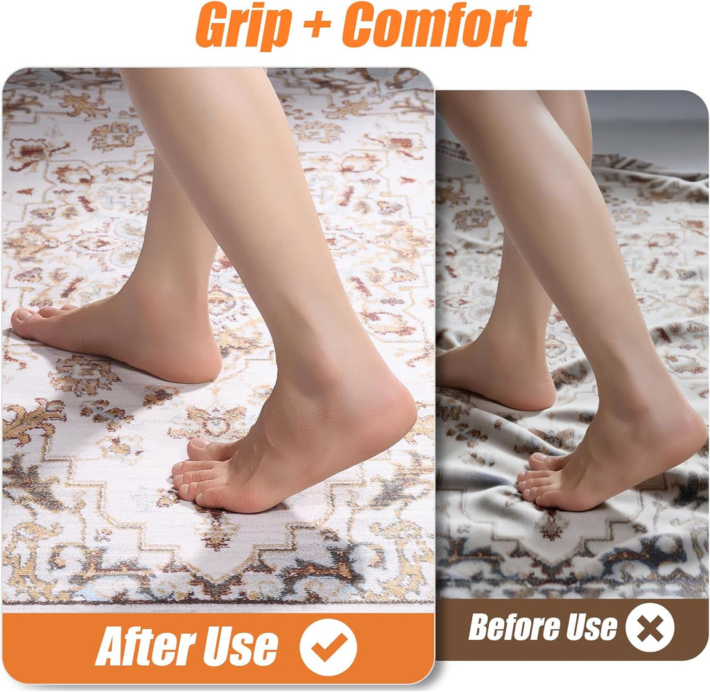 Non-Slip Rug Pad 5x8 Ft - 5'x8' PVC Anti-Slip Carpet Gripper Mat, 5 by 8 Feet Non Slip Pad for Area Rugs, Under Rug - Set of 40