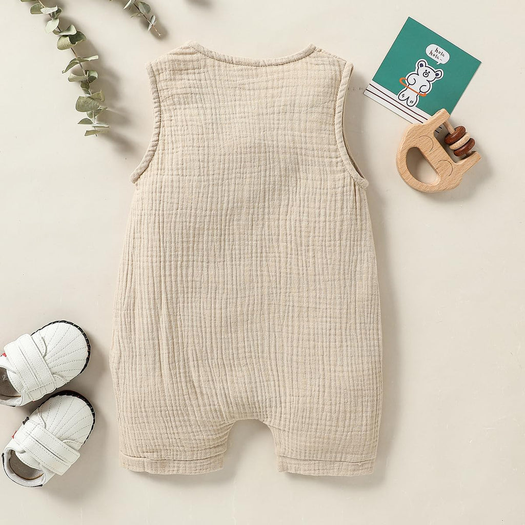 Infant Baby Boys Girls Cotton Linen Romper Summer Jumpsuit Sleeveless Overalls Clothing Set
