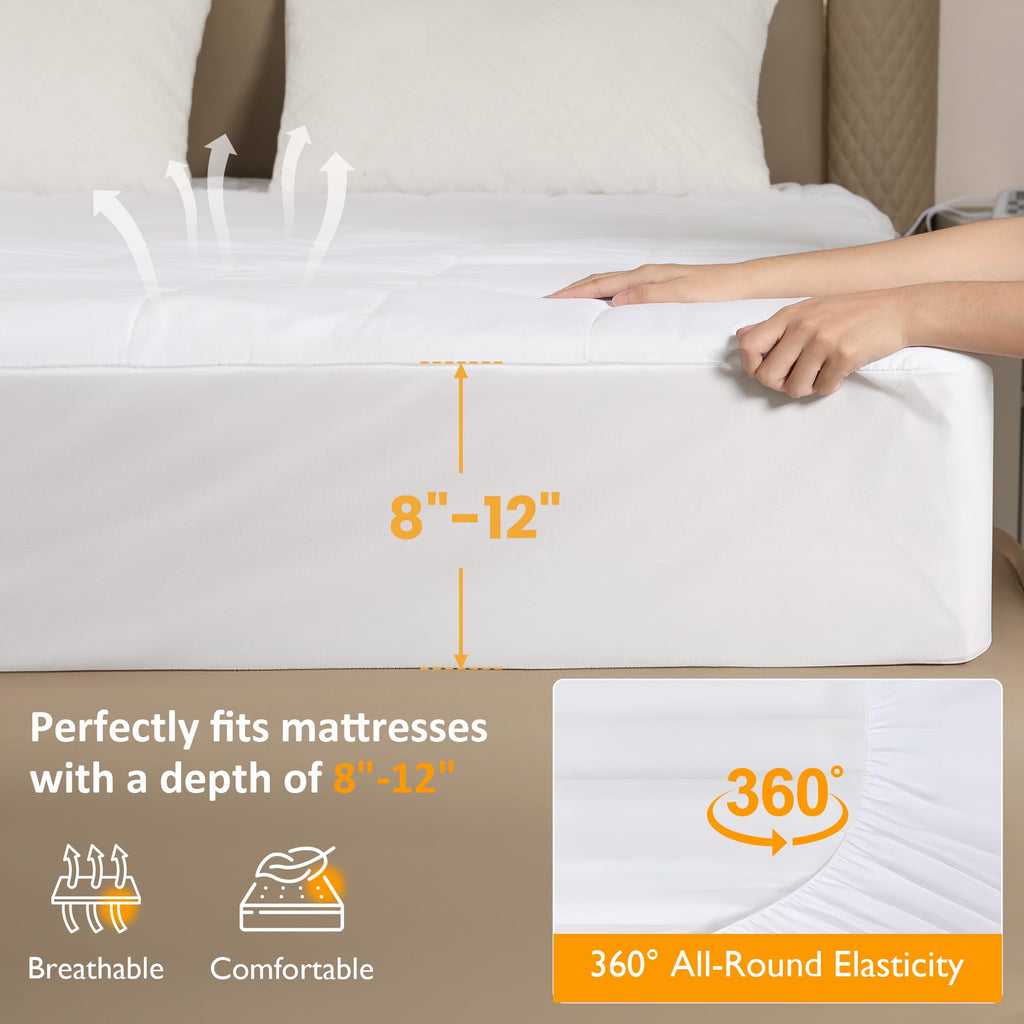 King Size Heated Mattress, Electric Bed Mattress Pad with 12-Hour Timer & 10 Heat Settings, Full Bed Warmer with Dual