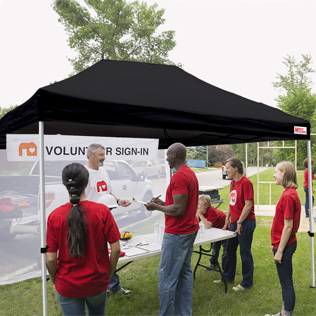 10x15 Heavy Duty Pop Up Canopy Tent with 4 Sidewalls, Black