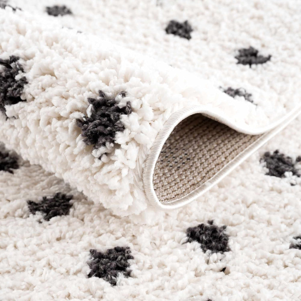 Chablis Living Room, Bedroom Area Rug - Polka Dot Dalmatian Abstract - Contemporary Modern Minimalist Scandinavian