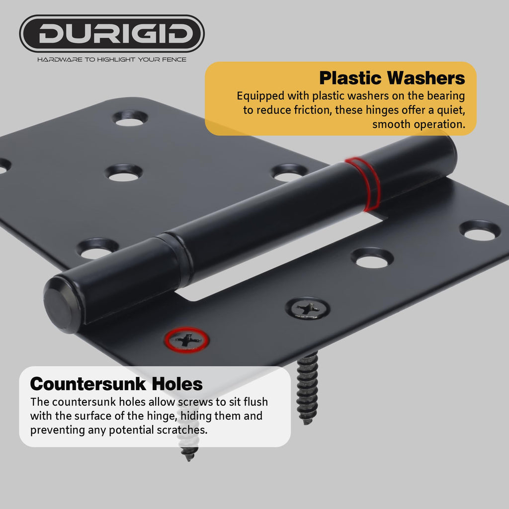 2 Pack 3-1/2 Inch Shed Door Hinges Gate Hinges, Gate Hinges Heavy Duty for Wood Fence Barn Door, Offset Screw Holes