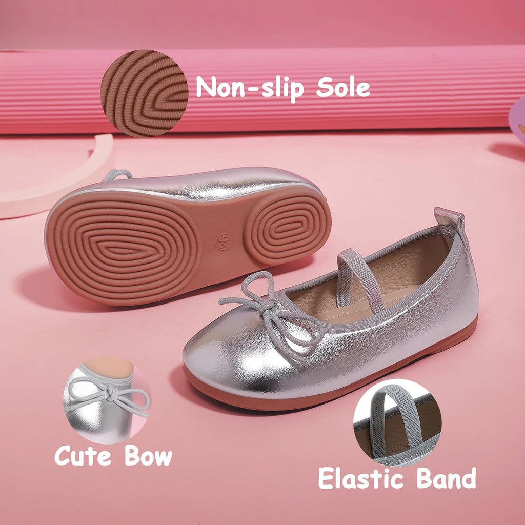 Toddler Girls Dress Shoes Mary Jane Flats Bow Flower Loafers
